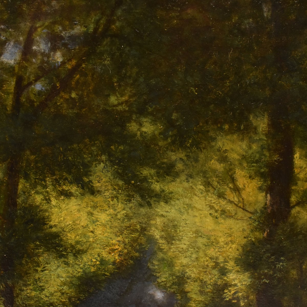Tableau Ancien, Hector Pron, Petit Paysage Sous Bois, Huile Sur Panneau, XIXème Siècle. (QP755)-photo-2