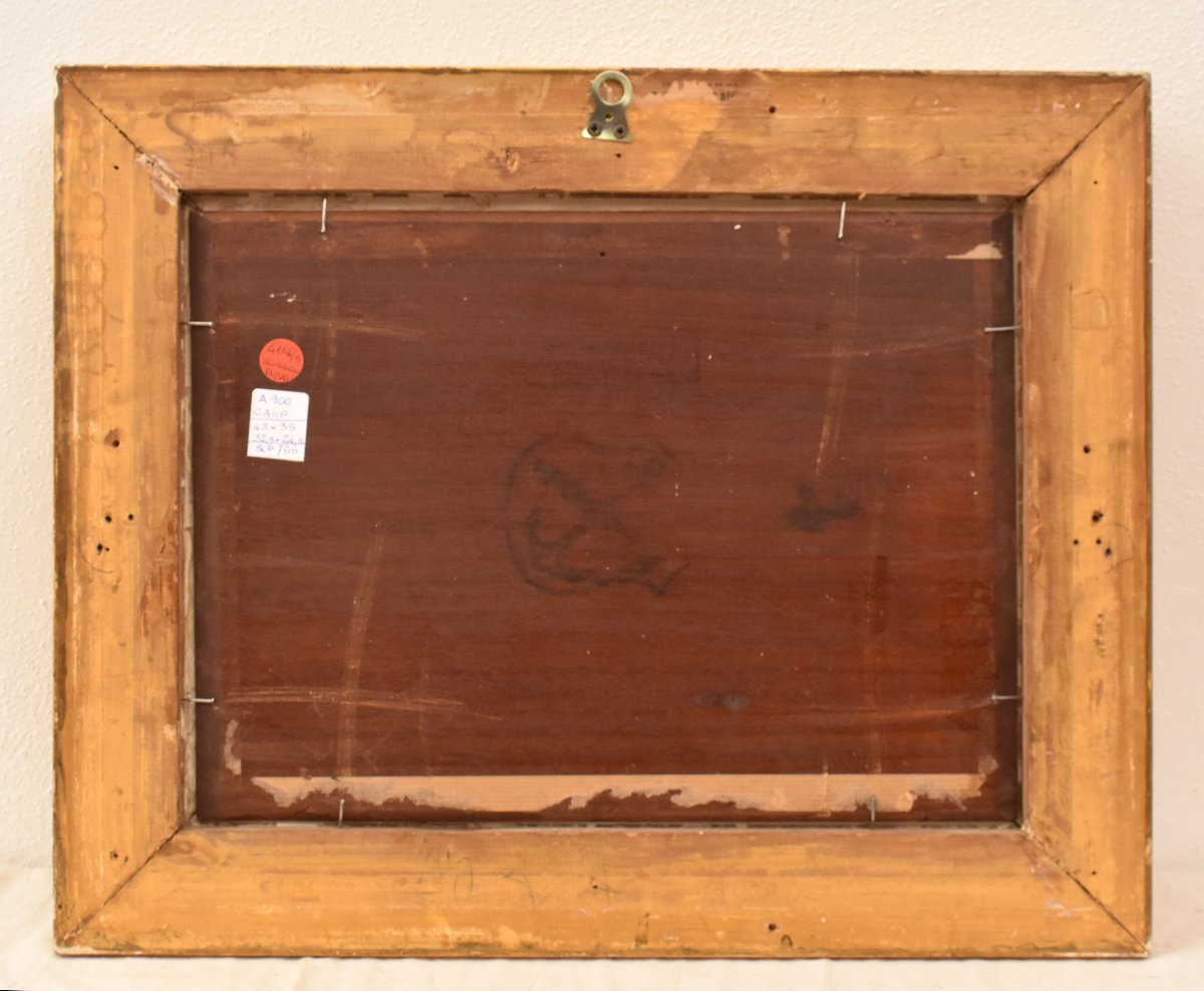 Tableau Ancien, Hector Pron, Petit Paysage Sous Bois, Huile Sur Panneau, XIXème Siècle. (QP755)-photo-4
