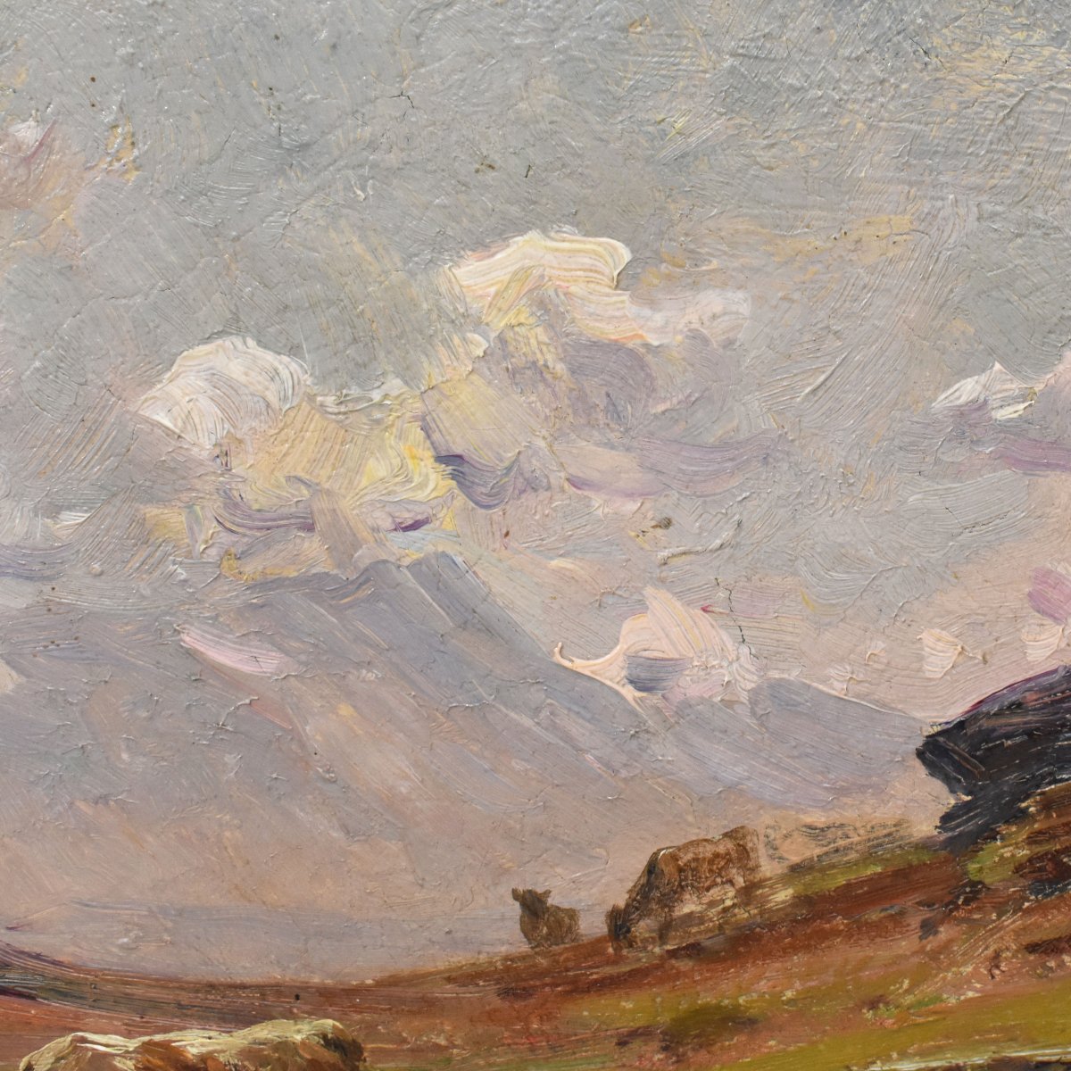 Tableau Ancien, Clovis Frédérick Terraire, Paysage Avec Jeune Bergère, XXè Siècle. (QP762)-photo-3