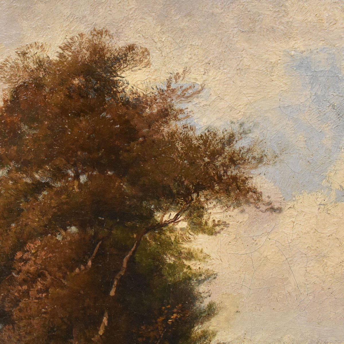 Tableau Ancien, Jules Duprér, Paysage Fluvial, École de Barbizon, XIXème Siècle. (QP763)-photo-2