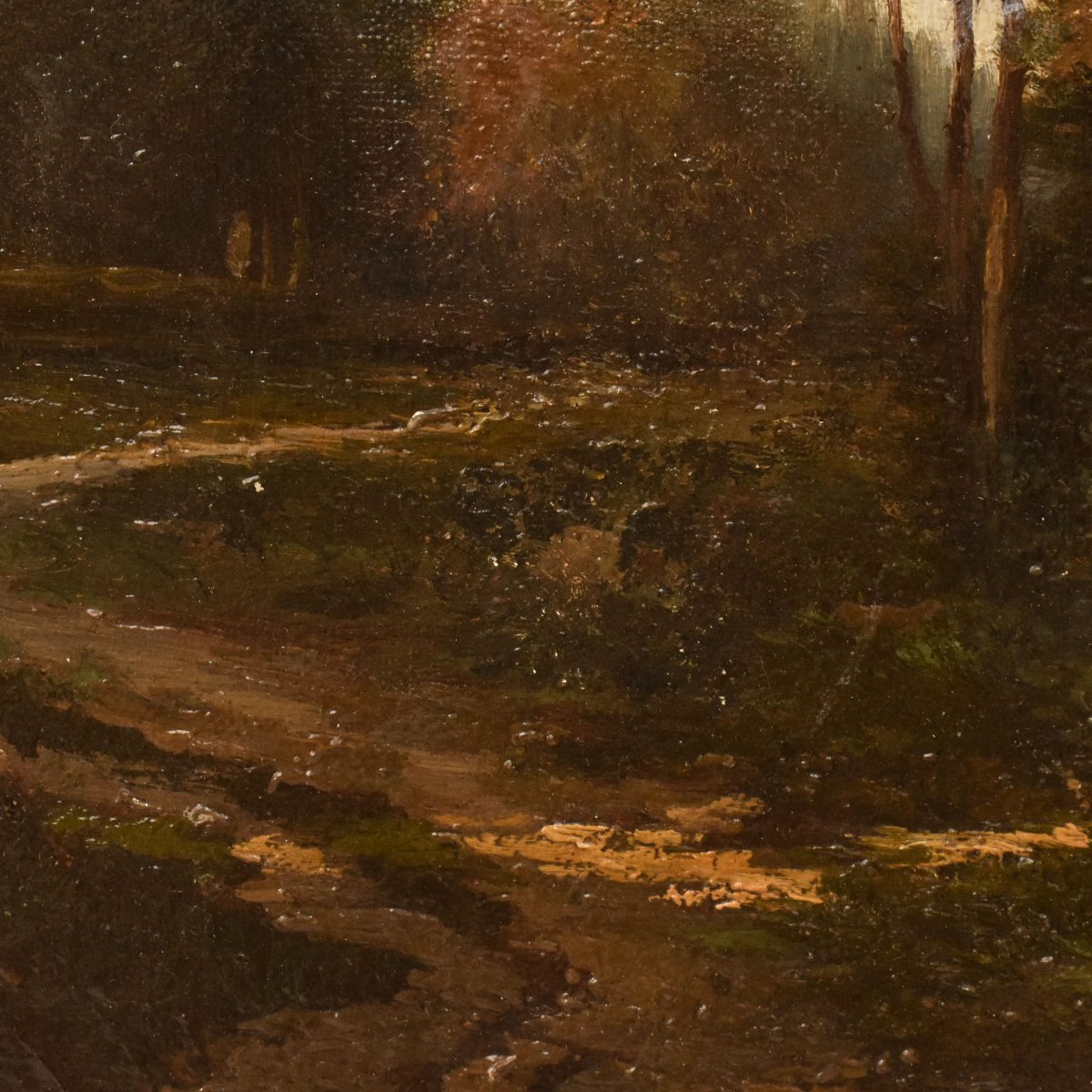 Tableau Ancien, Jules Duprér, Paysage Fluvial, École de Barbizon, XIXème Siècle. (QP763)-photo-4
