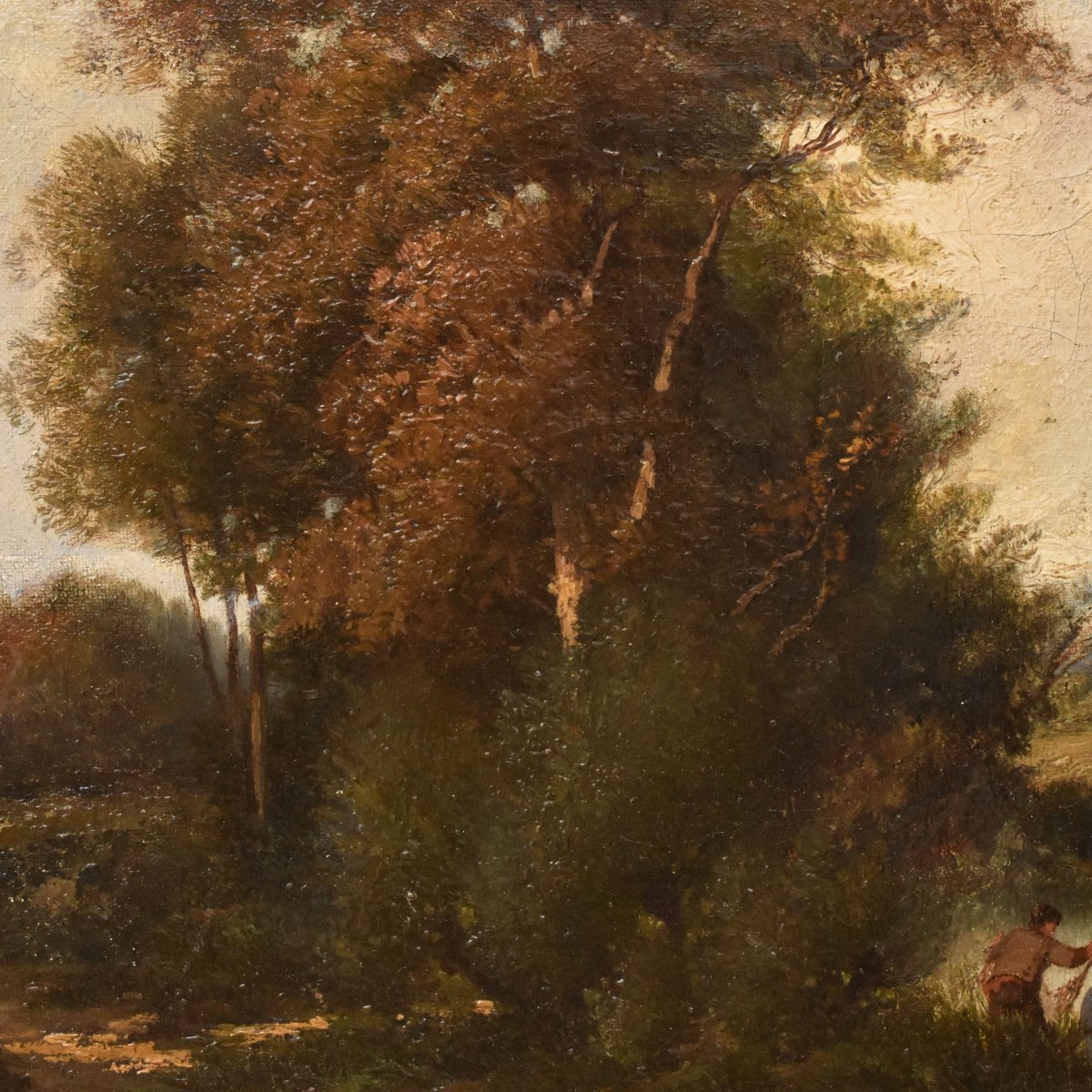 Tableau Ancien, Jules Duprér, Paysage Fluvial, École de Barbizon, XIXème Siècle. (QP763)-photo-5