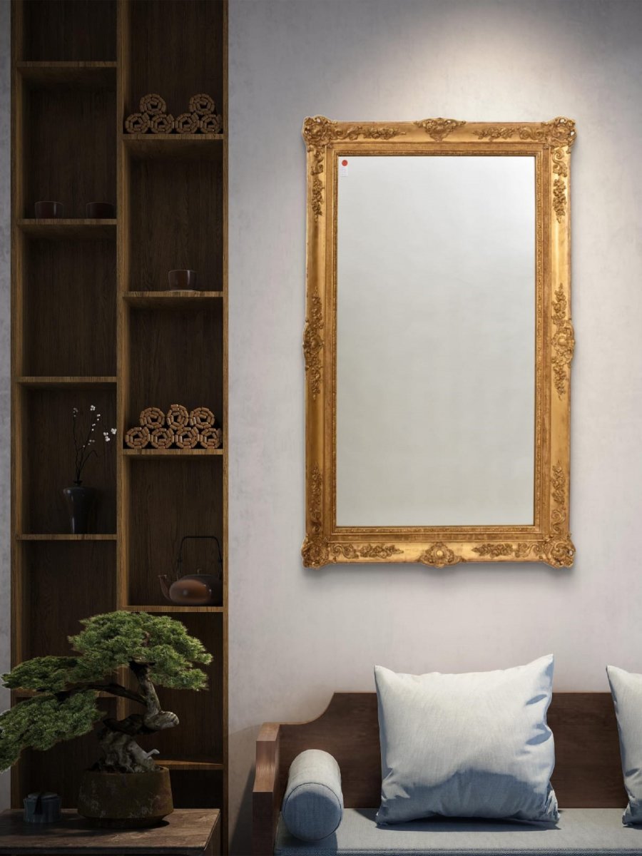 Antique Rectangular Mirror, louis philippe Antique Mirror, Gilded Frame, 19th Century. (spr208)-photo-2