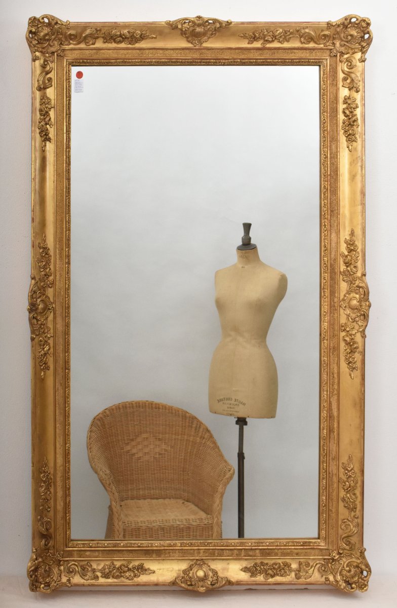 Antique Rectangular Mirror, louis philippe Antique Mirror, Gilded Frame, 19th Century. (spr208)-photo-3