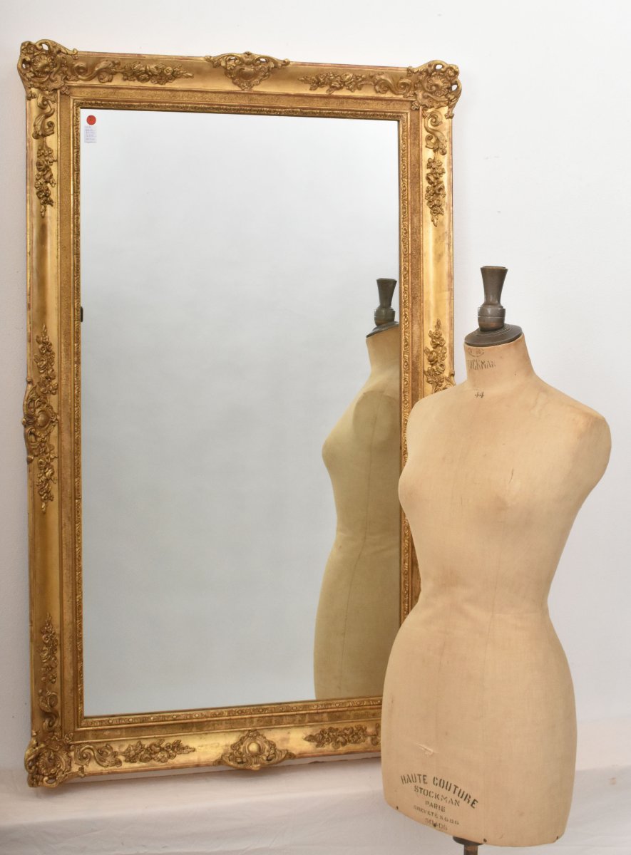 Antique Rectangular Mirror, louis philippe Antique Mirror, Gilded Frame, 19th Century. (spr208)-photo-4