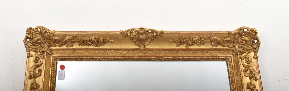Antique Rectangular Mirror, louis philippe Antique Mirror, Gilded Frame, 19th Century. (spr208)-photo-1