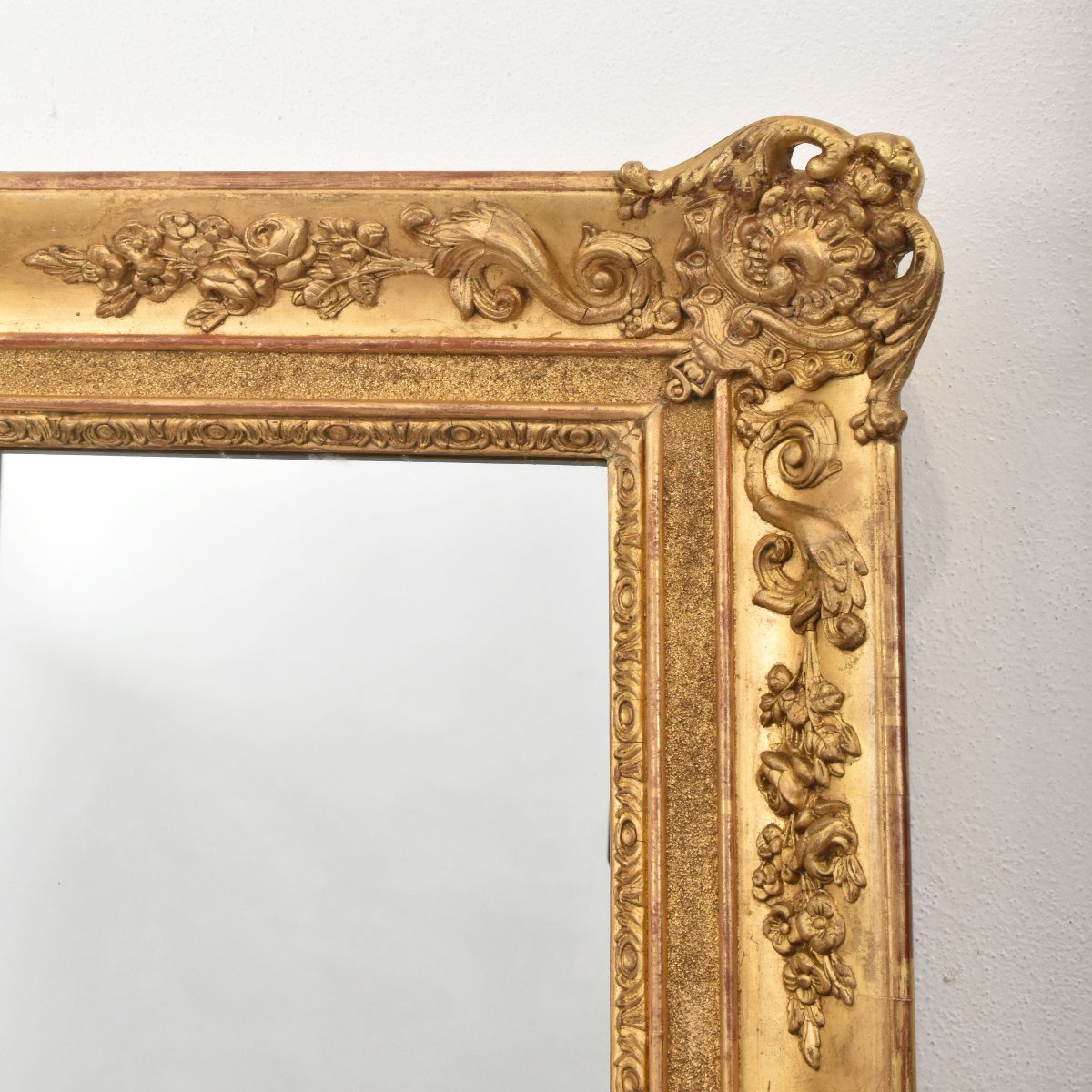 Antique Rectangular Mirror, louis philippe Antique Mirror, Gilded Frame, 19th Century. (spr208)-photo-2