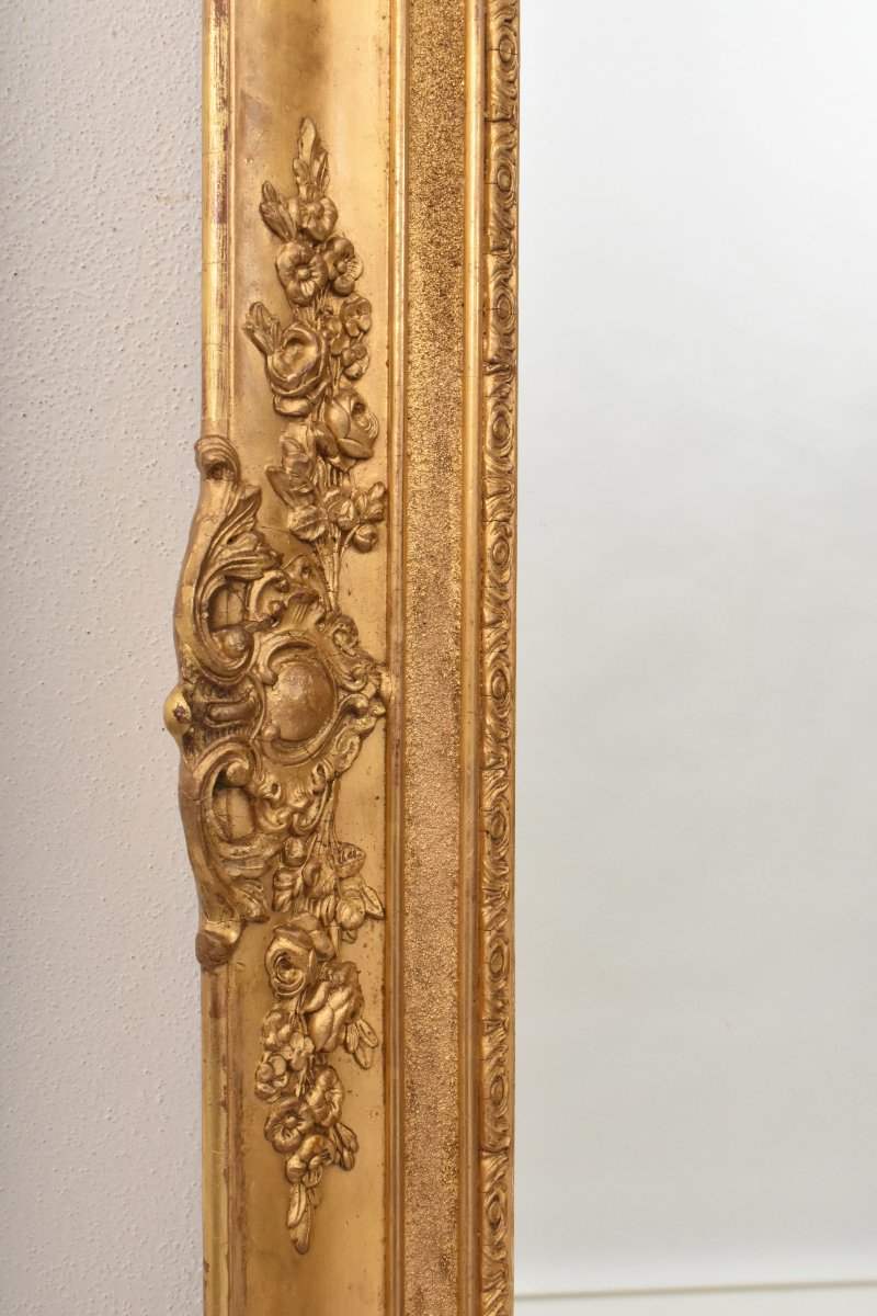 Antique Rectangular Mirror, louis philippe Antique Mirror, Gilded Frame, 19th Century. (spr208)-photo-3