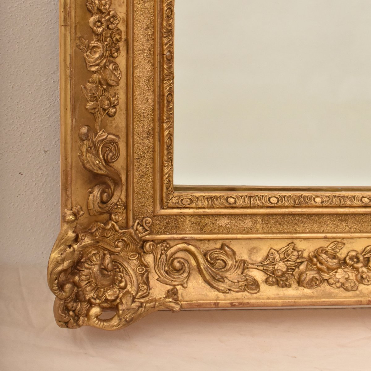 Antique Rectangular Mirror, louis philippe Antique Mirror, Gilded Frame, 19th Century. (spr208)-photo-4