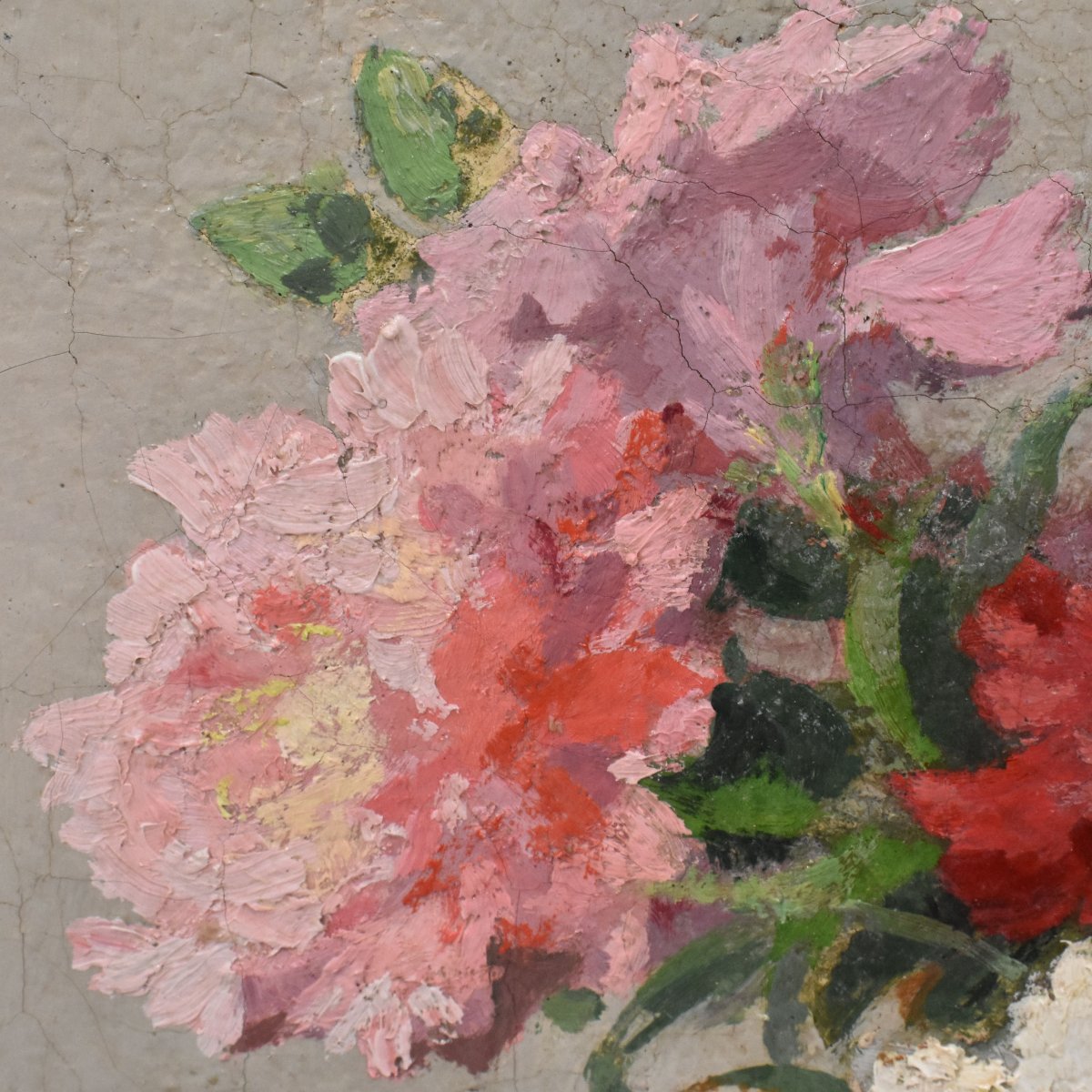 Tableau Ancien Fleurs, Maurice Alfred Decamps, Peinture Fleurs, Œillets, Art Deco (QF765) -photo-4