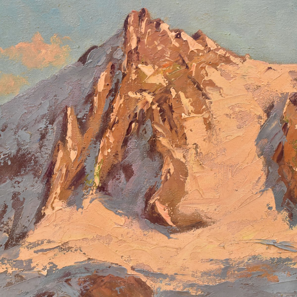 Tableau Ancien, Paysages De Montagne Avec Neige, Paysage Alpin, XXè Siècle. (QP766)-photo-3