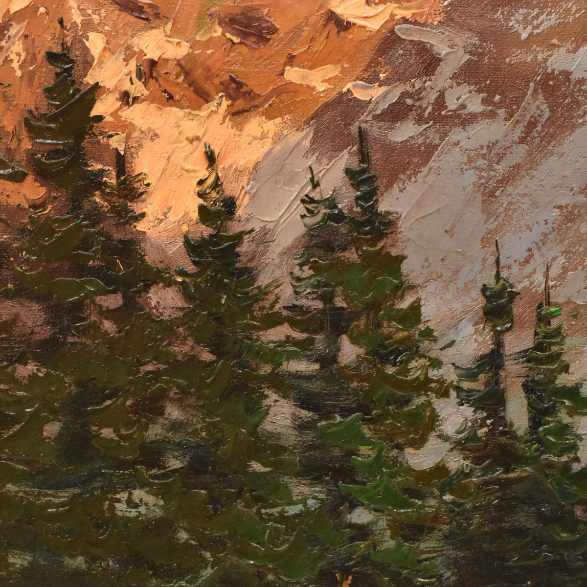 Tableau Ancien, Paysages De Montagne Avec Neige, Paysage Alpin, XXè Siècle. (QP766)-photo-5