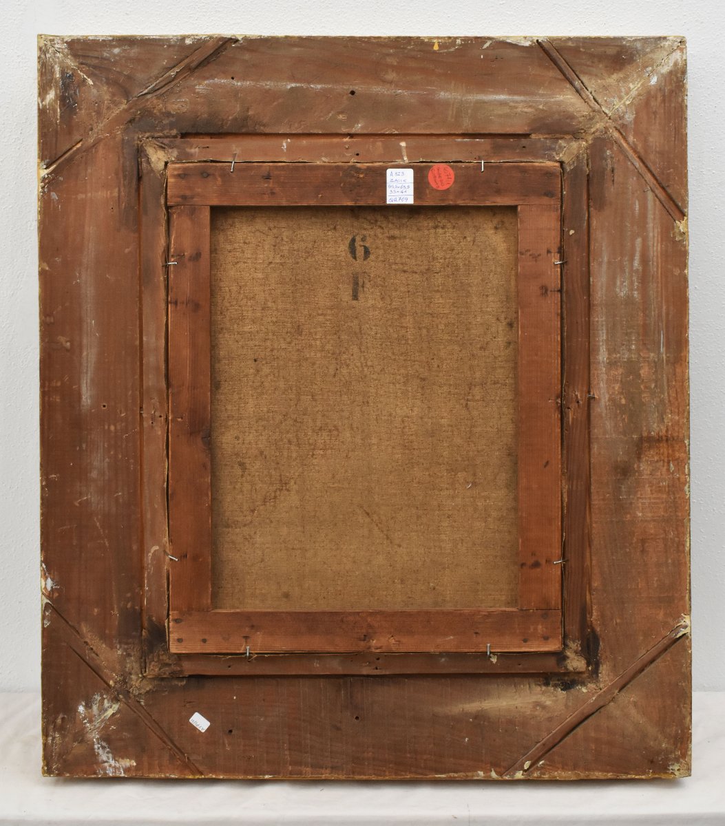 Tableau Ancien, Félix Alfred Bonnet, Portrait De Jeune Femme Avec Tresse, Huile (QR769)-photo-5