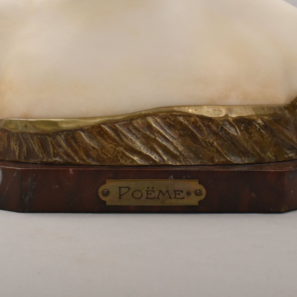Antique Alabaster Sculptures, Young Girl Sculpture, 19th Century. (stal107)-photo-2