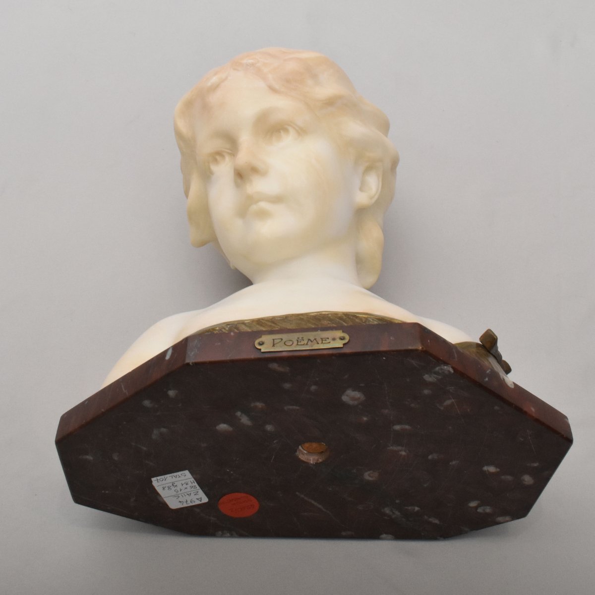 Antique Alabaster Sculptures, Young Girl Sculpture, 19th Century. (stal107)-photo-4