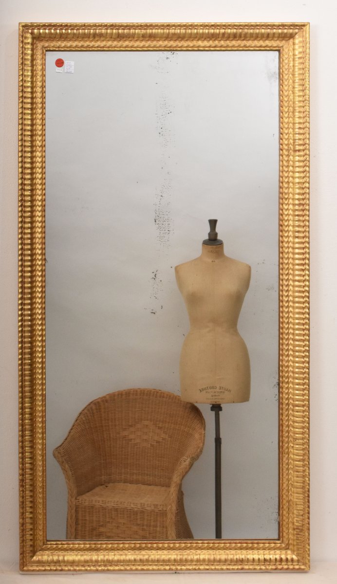 Miroir Louis Philippe, Rectangulaire, Miroir Doré Ancien, XIX Siècle. (SPR209)-photo-4