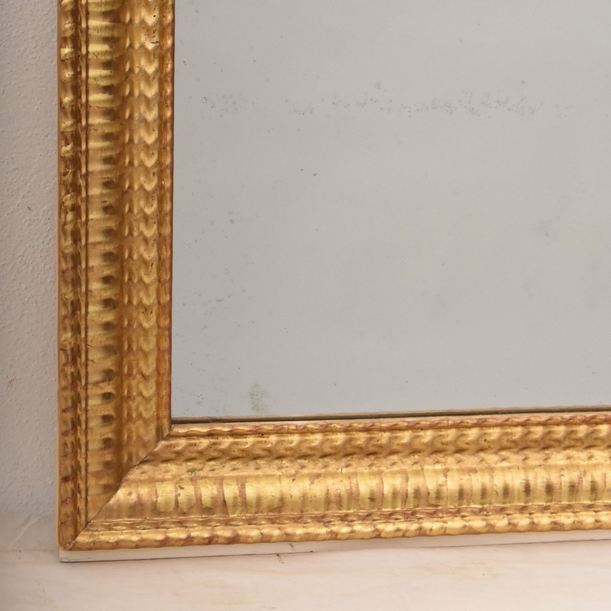 Miroir Louis Philippe, Rectangulaire, Miroir Doré Ancien, XIX Siècle. (SPR209)-photo-2