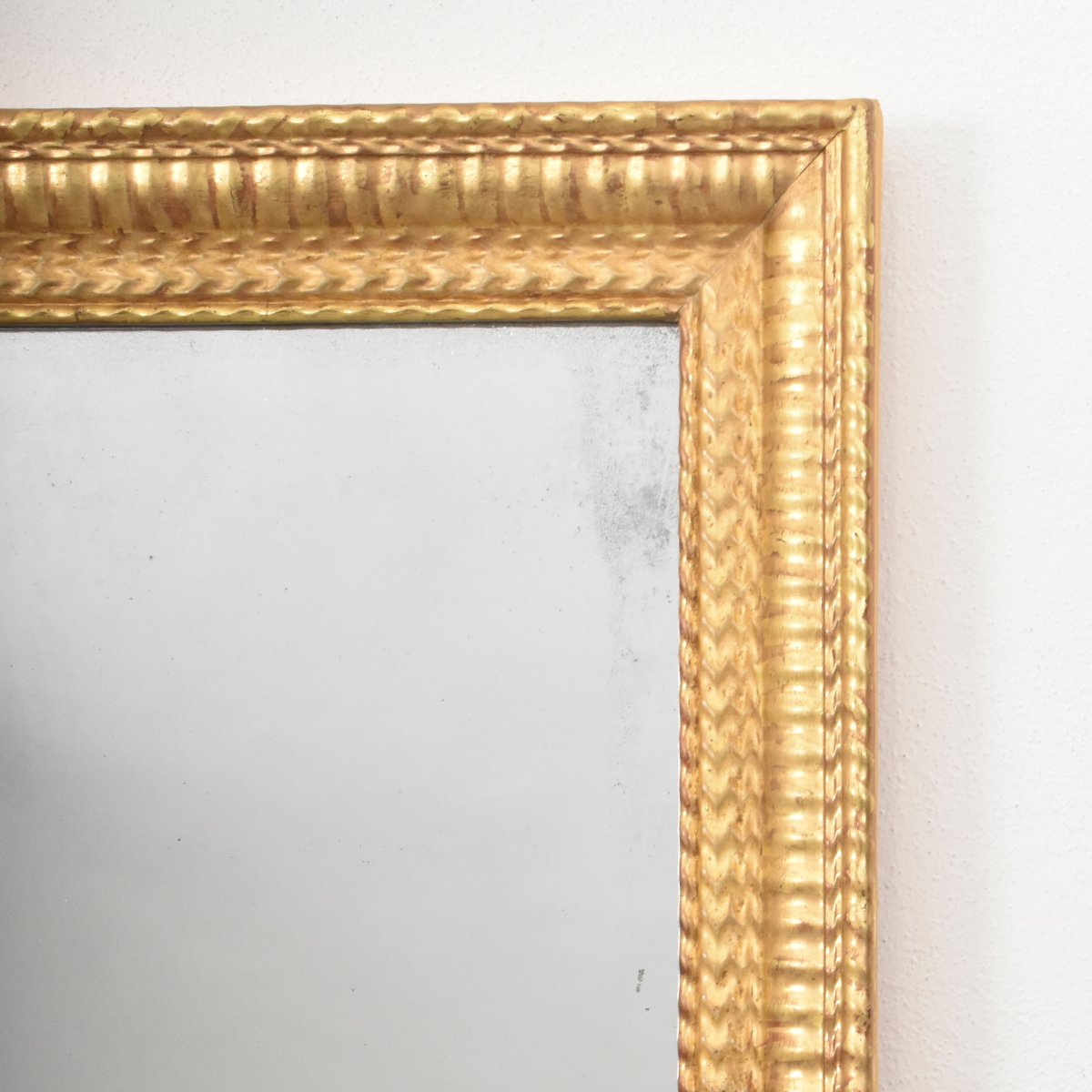 Miroir Louis Philippe, Rectangulaire, Miroir Doré Ancien, XIX Siècle. (SPR209)-photo-4