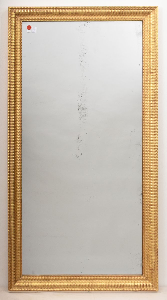 Miroir Louis Philippe, Rectangulaire, Miroir Doré Ancien, XIX Siècle. (SPR209)