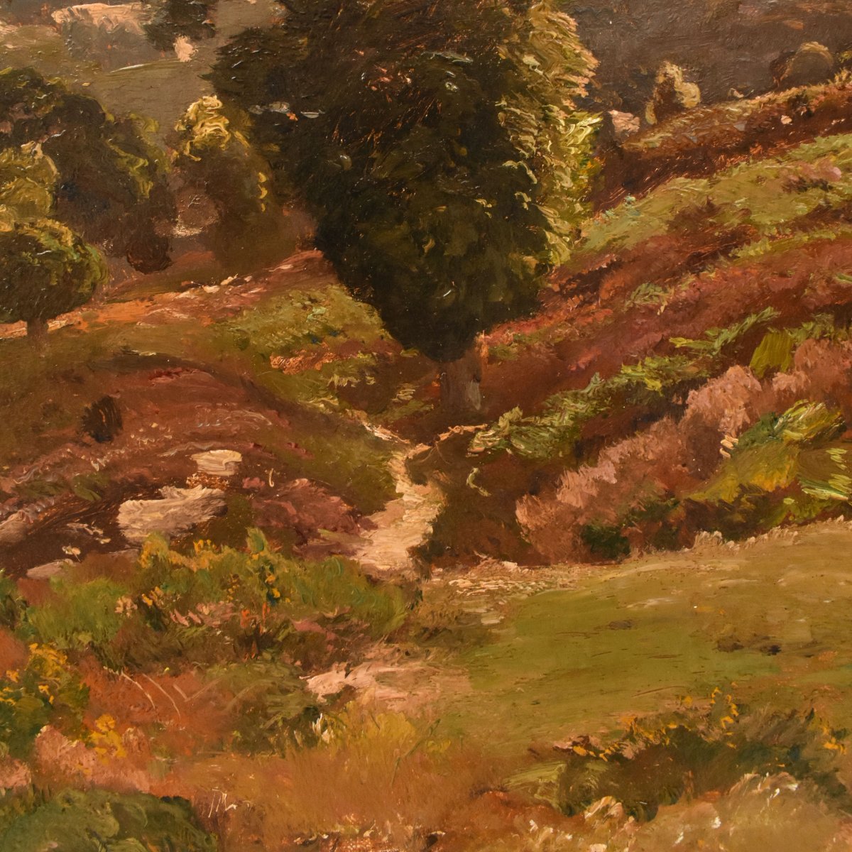 Tableau Ancien, Louis-Alexandre Cabié, Paysage Avec Collines, École de Barbizon (QP773)-photo-4
