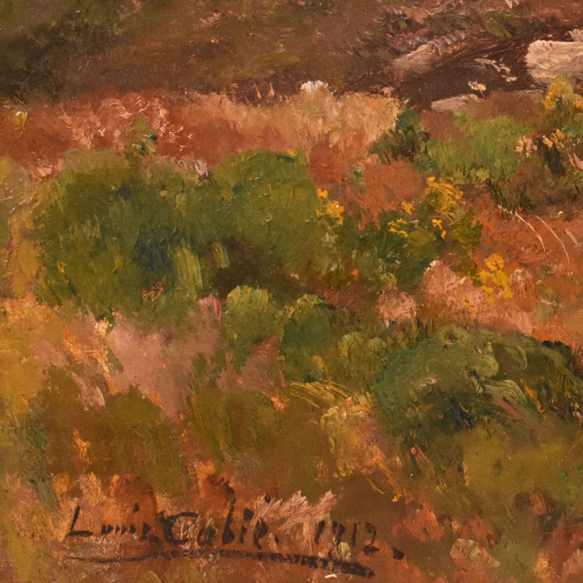Tableau Ancien, Louis-Alexandre Cabié, Paysage Avec Collines, École de Barbizon (QP773)-photo-5