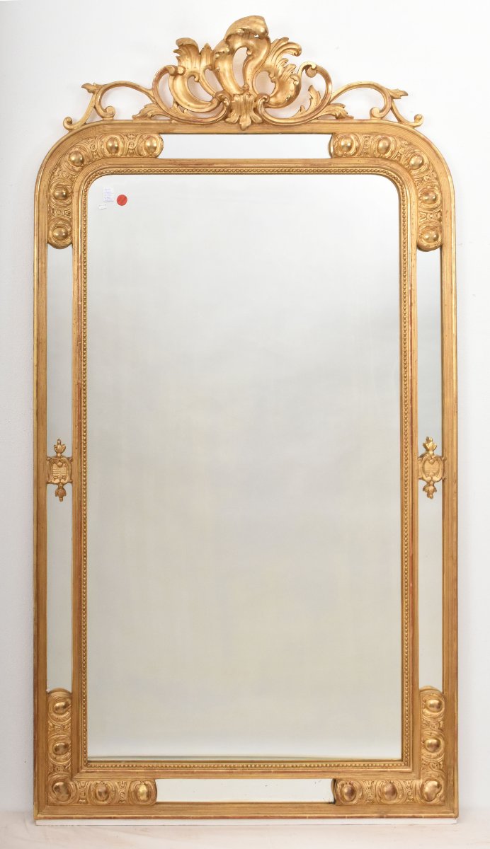 Antique Gold Leaf Mirror, Rectangular Wall Mirror Avec Scrolls, Louis Philippe Mirror (spcp210)