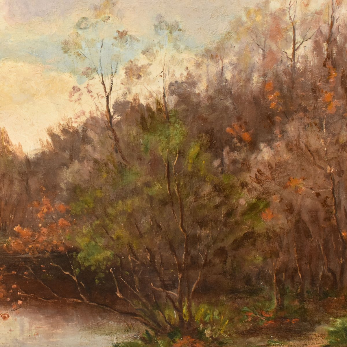 Tableau Ancien, Théodore Gardère, Paysage Avec Collines, Dordogne, XIXè Siècle. (QP774)-photo-2