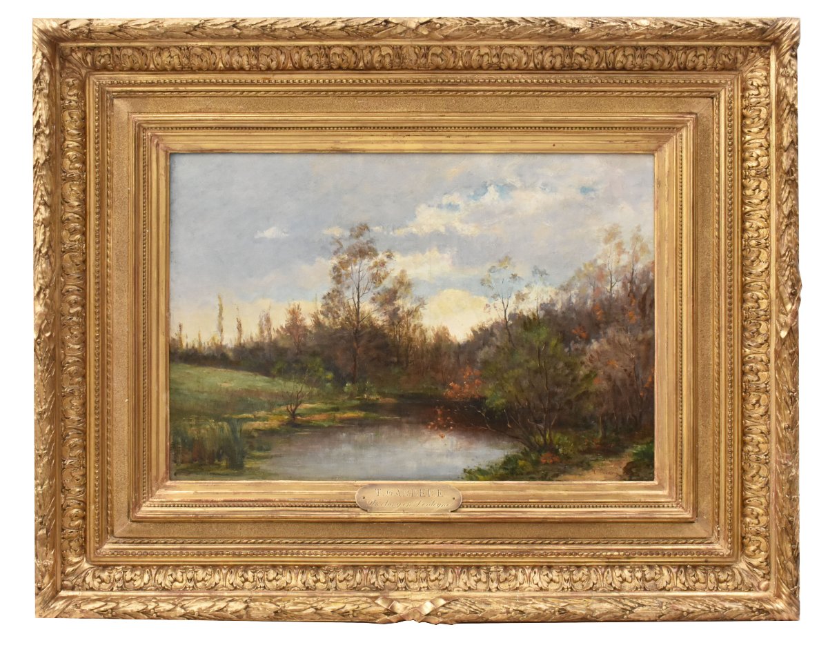 Tableau Ancien, Théodore Gardère, Paysage Avec Collines, Dordogne, XIXè Siècle. (QP774)