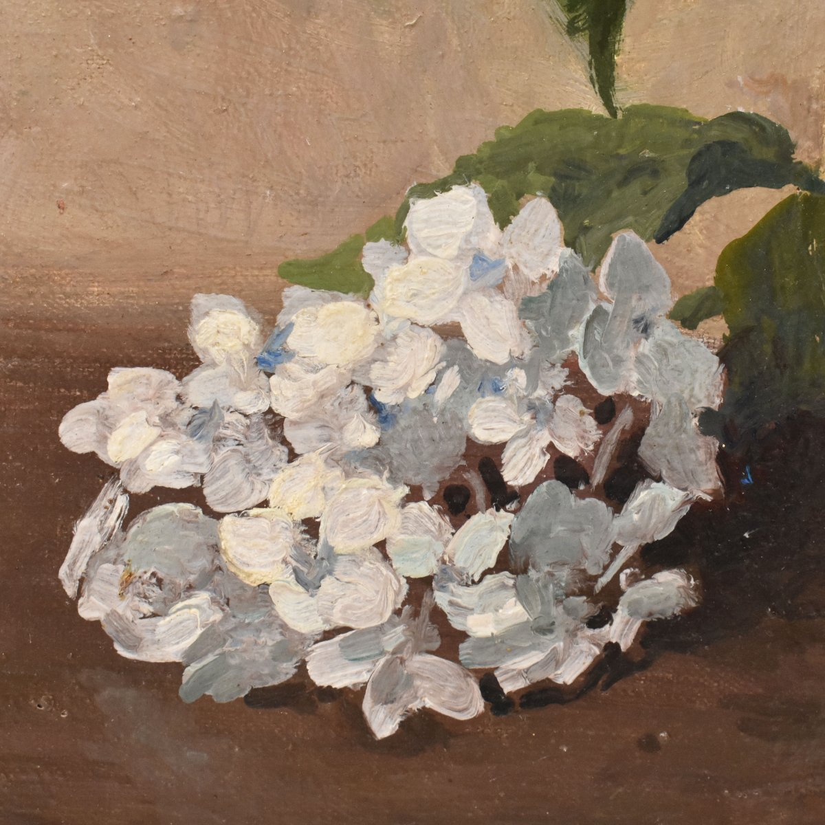Nature Morte Florale, Émile Rogerol, Peinture Fleurs, Hortensias, XX, Art Nouveau. (QF775)-photo-1
