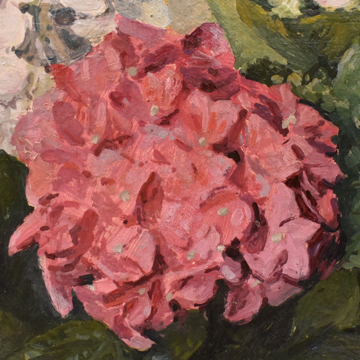 Nature Morte Florale, Émile Rogerol, Peinture Fleurs, Hortensias, XX, Art Nouveau. (QF775)-photo-4