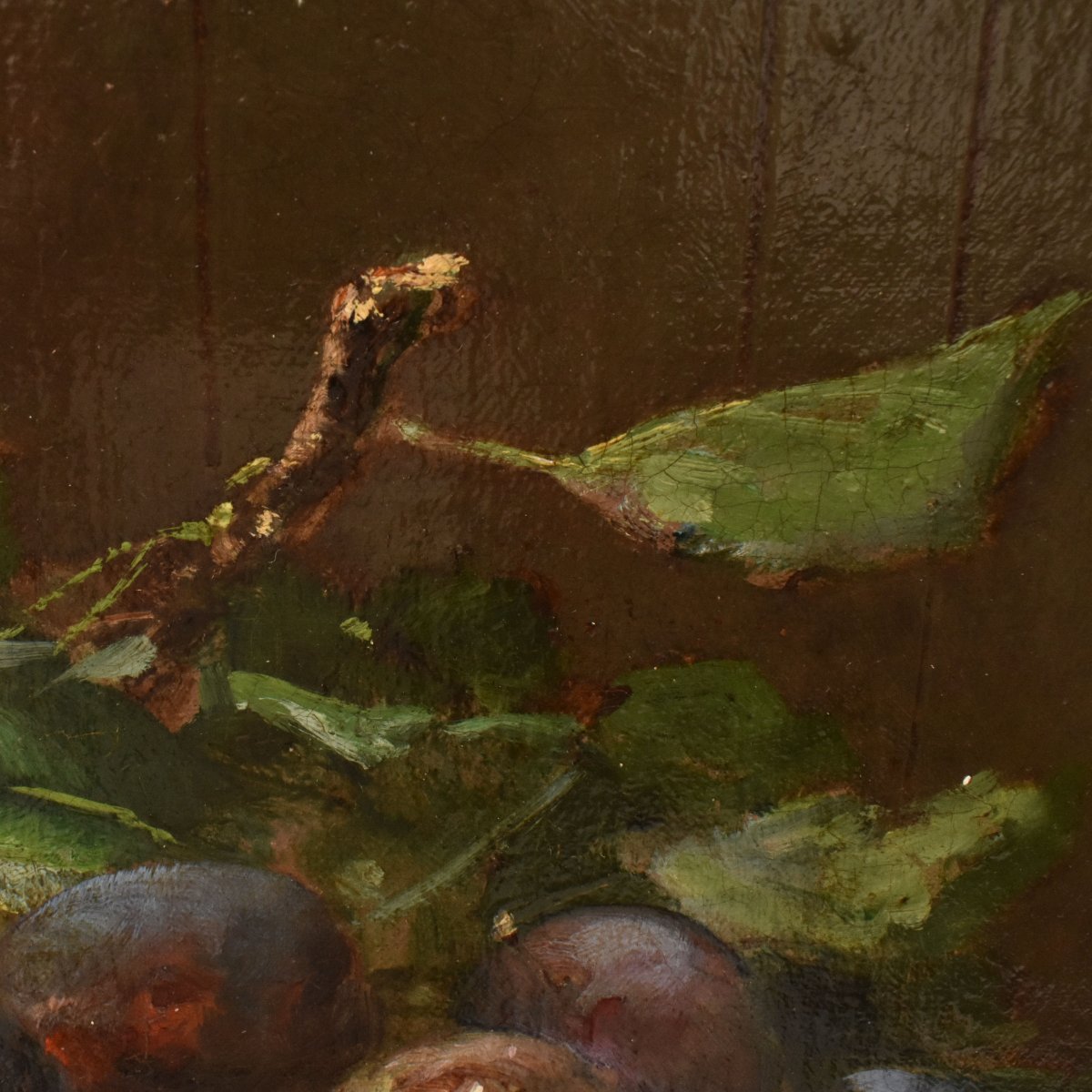 Still Life Painting, Still Life With Plums And Fruit, Antique Painting, XIX. (qnm776) -photo-4