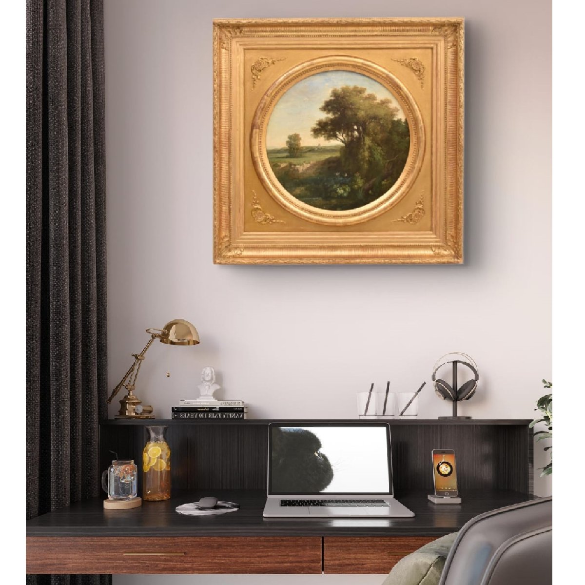 Antic French Landscape Paintings, Antique Oil Landscape, XIX. (qp777)-photo-2