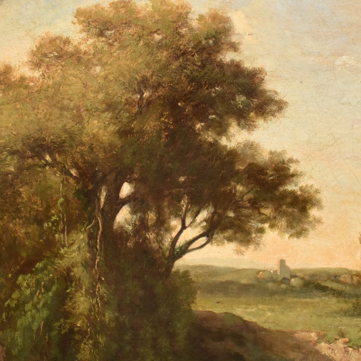 Antic French Landscape Paintings, Antique Oil Landscape, XIX. (qp777)-photo-1