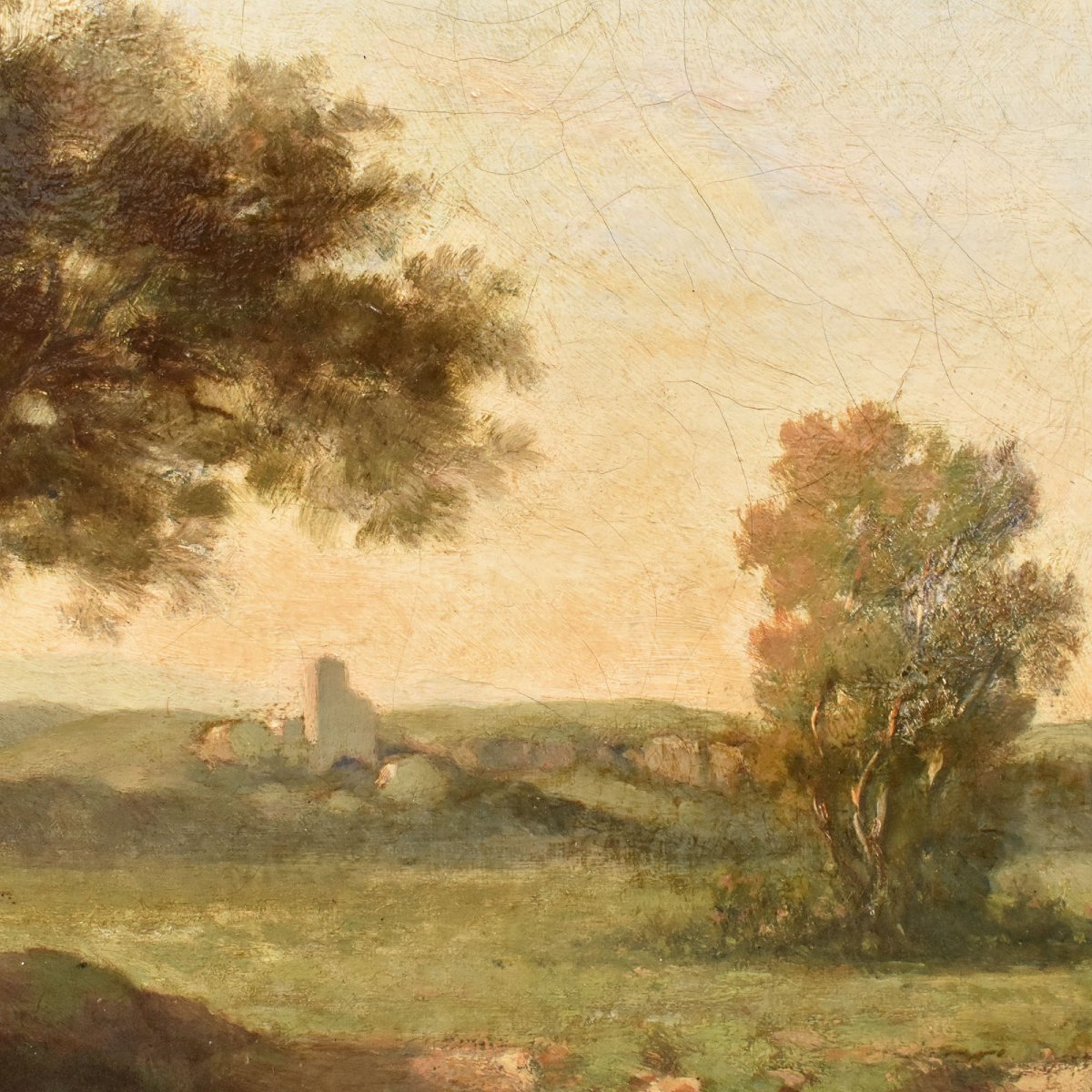 Antic French Landscape Paintings, Antique Oil Landscape, XIX. (qp777)-photo-2
