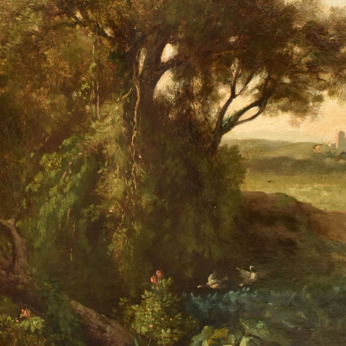 Antic French Landscape Paintings, Antique Oil Landscape, XIX. (qp777)-photo-3