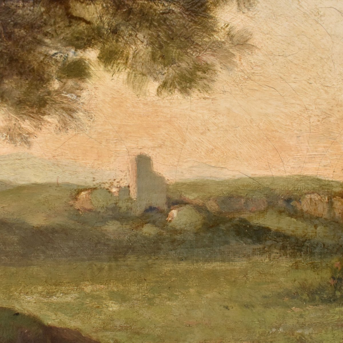 Antic French Landscape Paintings, Antique Oil Landscape, XIX. (qp777)-photo-4
