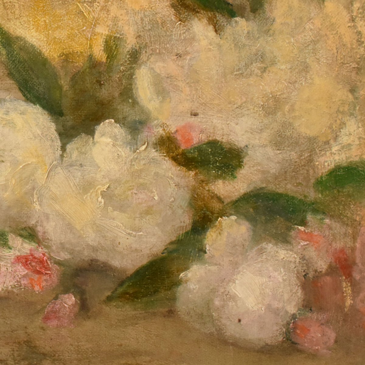 Flowers  Still Life Painting, Jeté De Roses, Oil On Canvas, Antique Painting, XIX. (qf782)-photo-1