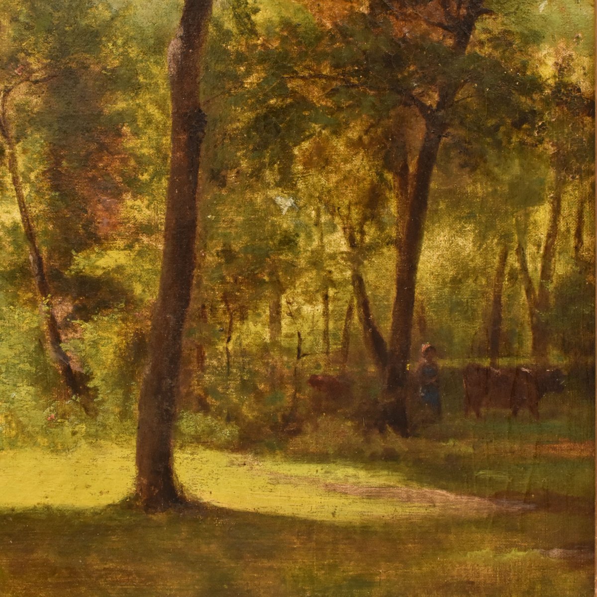Tableau Ancien, Paysage Français, Sous-Bois, XIXè Siècle. (QP778)-photo-1