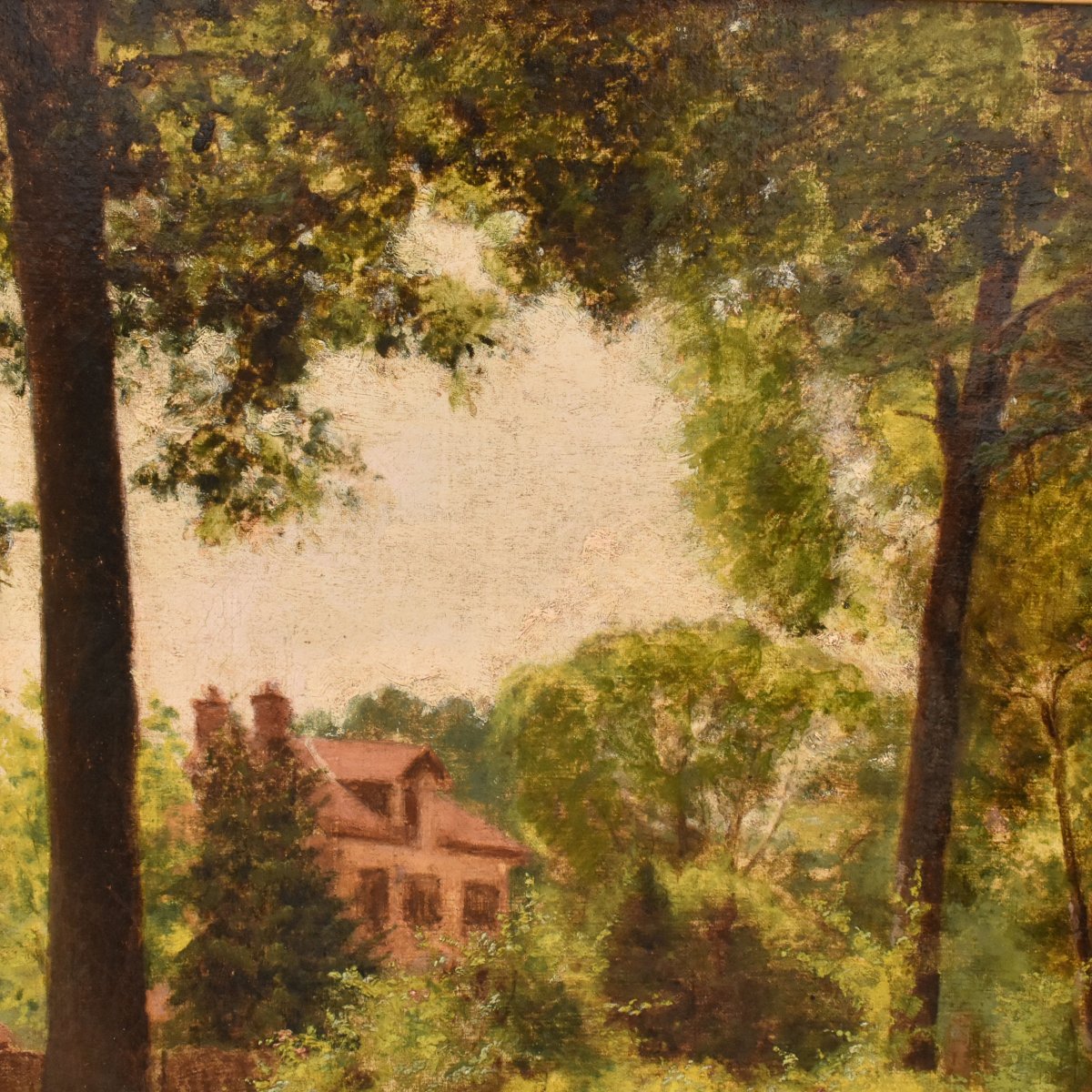 Tableau Ancien, Paysage Français, Sous-Bois, XIXè Siècle. (QP778)-photo-2