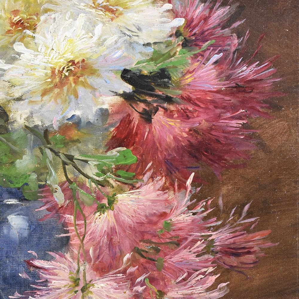 Tableau Composition De Fleurs , XIXè siècle. (QF237)-photo-3