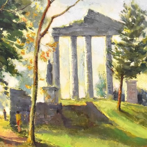 Landscape Painting, Rome Painting, Greek Temple Painting, Oil On Canvas, 20th Century. (qp15)-photo-3