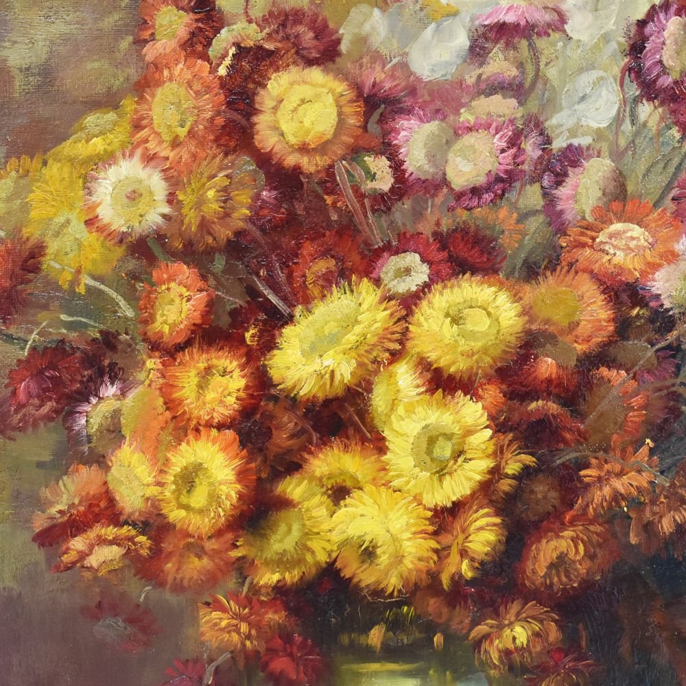 Painting Flowers Daisies, Still Life, Oil On Canvas. (qf155)-photo-2