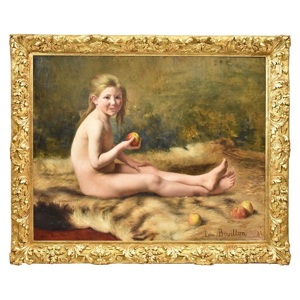 Young Woman Portrait Painting, French Oil Painting On Canvas, 19th Century. (qr 310)