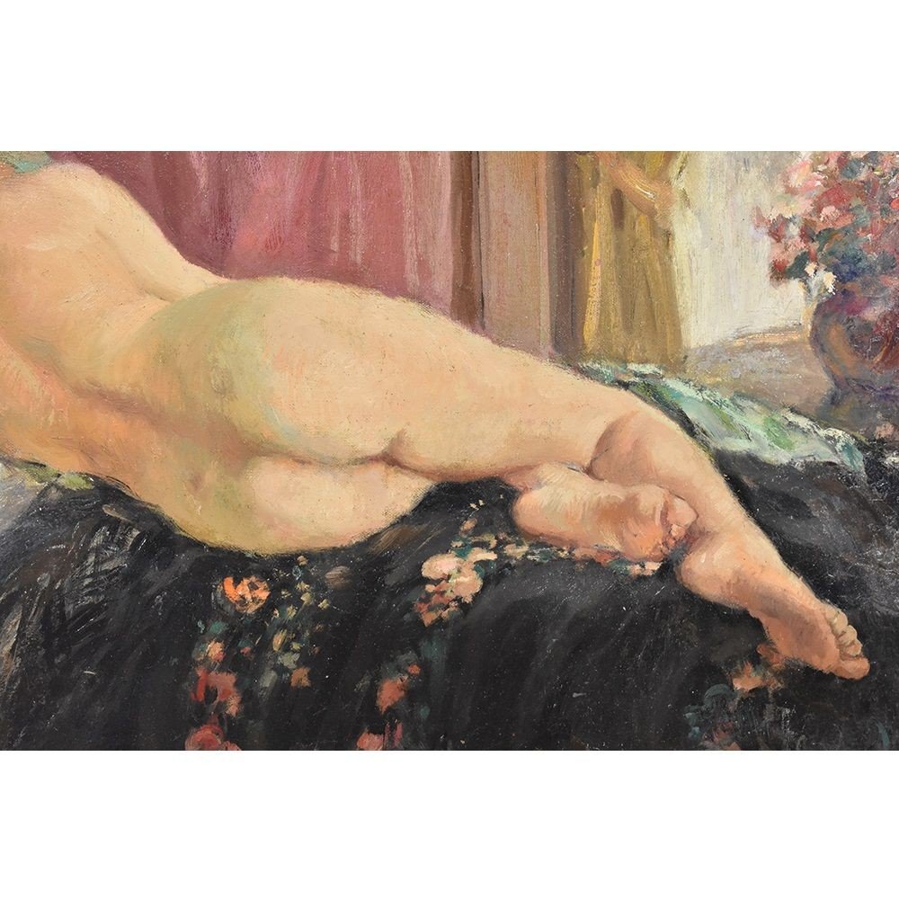 Nude Oil Painting, Nude Woman Oil Painting, Art Deco, Oil On Canvas, XX Century. (qn331)-photo-2