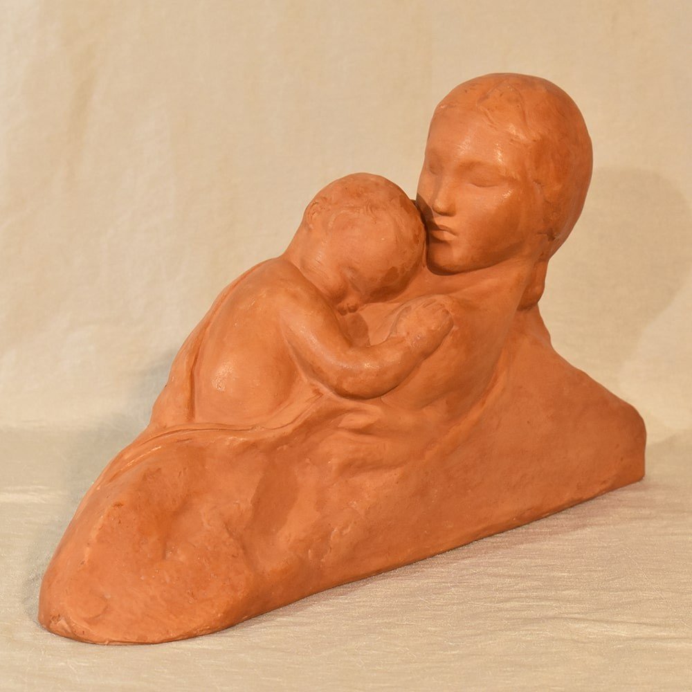 Art Deco Sculpture, Nude Woman, Terracotta, Signed Gennarelli, 20th Century. (stte60)-photo-4