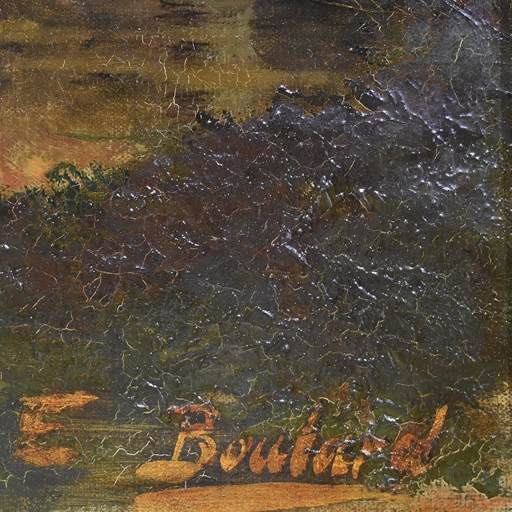 Antique Painting, Fall Landscape Painting, Nature Painting, XIX Century. (qp434)-photo-4