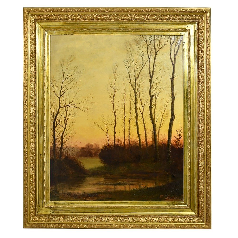 Antique Painting, Fall Landscape Painting, Nature Painting, XIX Century. (qp434)