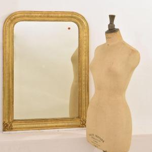 Small Antique Louis Philippe Mirror, Gilded Mirror, Antique Gold Leaf Mirror, XIX. (sp153)