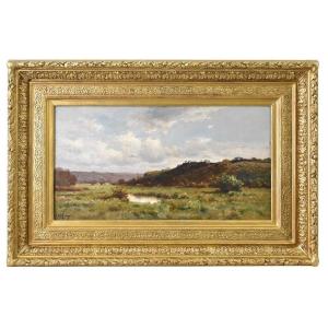 Antique Painting, Landscape With Small Lake, Nature Painting, Late XIX Century. (qp562)