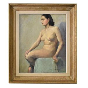 Nude Woman Painting, Art Déco, Naked Woman, XX Century. (qn569)